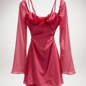 Miss Lola Vibrant Pink Sheer Chemise